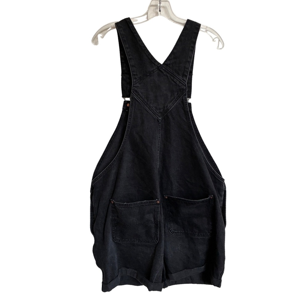Old Navy Slouchy Straight Black Denim Shortalls Overalls Womens XL NWT 549515 - Picture 4 of 10